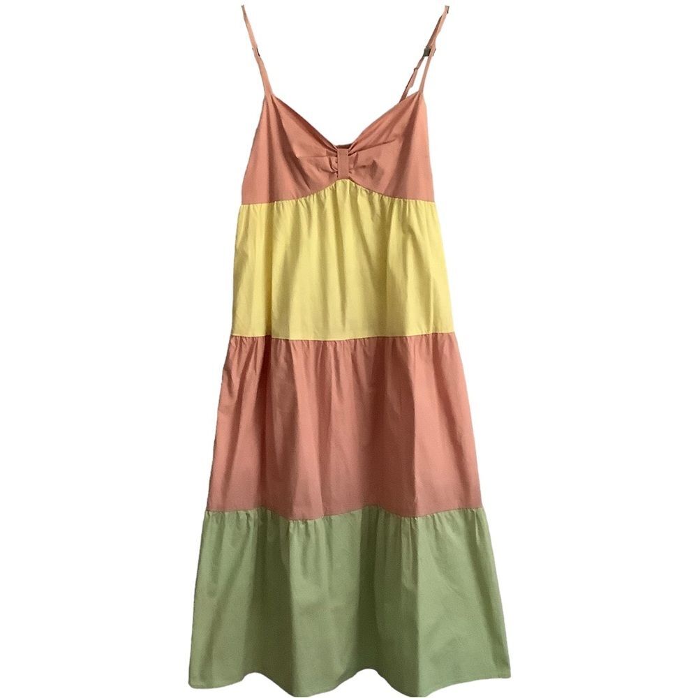 CITY TRIANGLES Color Block Tiered Midi Dress